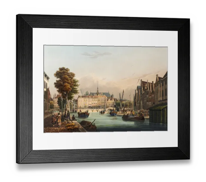 Framed Print : View of the city of Leyden, Leiden, Rhine, Netherlands, view around 1830, digitally restored reproduction of a 19th century model by Johann Ludwig Bleuler (12 February 1792 - 28 March 1850), Swiss draughtsman and painter