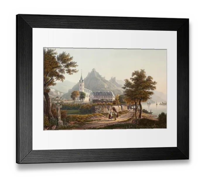 Framed Print : View from Bornhofen of the two hostile brothers, the castles Sterrenberg and Liebenstein, situated directly next to each other, Rhineland-Palatinate, Germany, view around 1830 Framed Print : View from Bornhofen of the two hostile brothers, the castles Sterrenberg and Liebenstein, situated directly next to each other, Rhineland-Palatinate, Germany, view around 1830