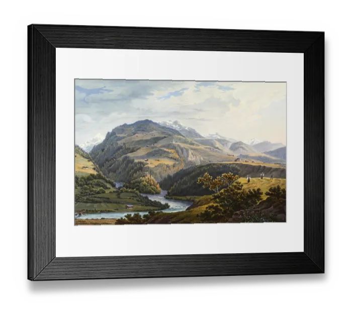 Framed Print : View of the union of the two branches of the Upper Rhine and the Middle Rhine, taken at Disentis Abbey, a Benedictine abbey in Disentis in the canton of Graubuenden in Switzerland, view from around 1830 Framed Print : View of the union of the two branches of the Upper Rhine and the Middle Rhine, taken at Disentis Abbey, a Benedictine abbey in Disentis in the canton of Graubuenden in Switzerland, view from around 1830