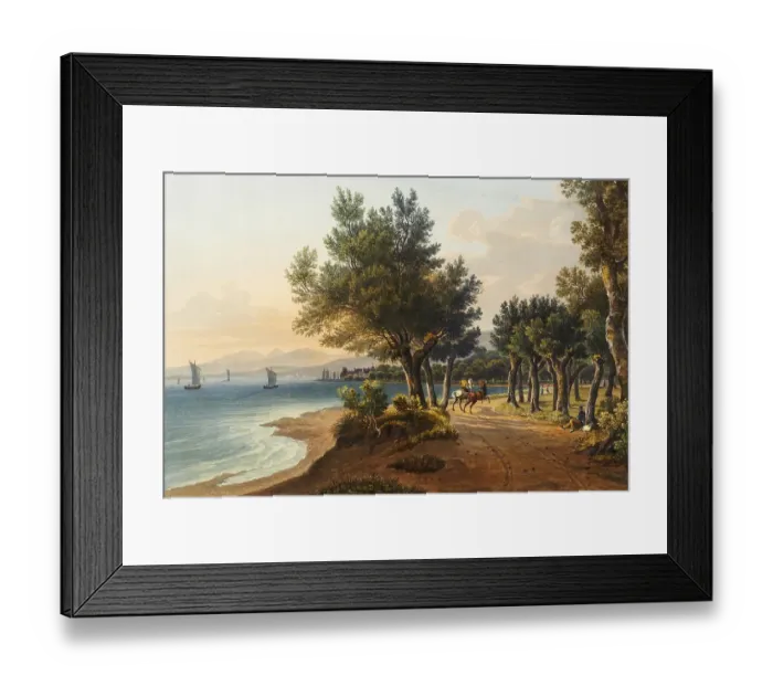 Framed Print : View between Arbon, Canton Thurgau, Switzerland and the municipality of Horn to Roschach at the harbour of Lake Constance, view around 1830, digitally restored reproduction of a 19th century model by Johann Ludwig Bleuler (12.02.1792 - 28.03.1850)