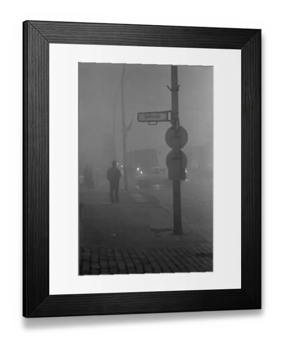 Framed Print : 09.10.1981, East Berlin, district Prenzlauer Berg, early morning, rush hour traffic, thick fog and smog on Prenzlauer Allee, corner Grellstrasse East Berlin, Berlin-Mitte, GDR GDR Framed Print : 09.10.1981, East Berlin, district Prenzlauer Berg, early morning, rush hour traffic, thick fog and smog on Prenzlauer Allee, corner Grellstrasse East Berlin, Berlin-Mitte, GDR GDR