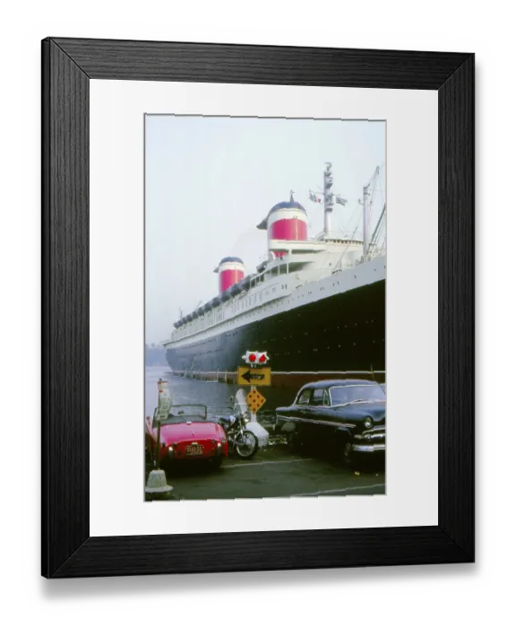 Framed Print : New York in 1966, Manhattan, passenger steamer United States at the pier