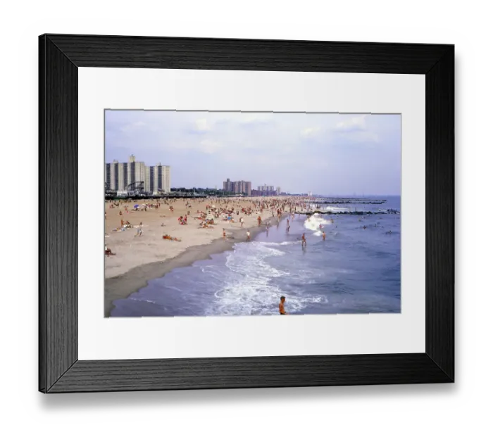 Framed Print : New York in 1966, beach on Coney Island Framed Print : New York in 1966, beach on Coney Island