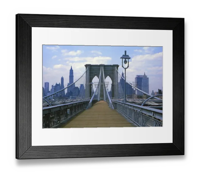 Framed Print : New York in 1966, view from the Brooklyn Bridge to the Woolworth Building and the New York Administrative Centre