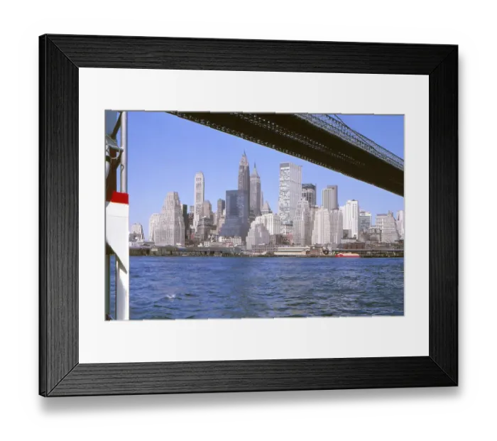 Framed Print : New York in 1966, downtown Manhattan, Brooklyn Bridge