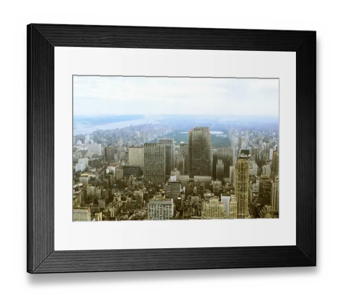 Framed Print : New York in 1966, view from the Empire State Building westwards to Rockefeller Centre, Central Park and George Washington Bridge