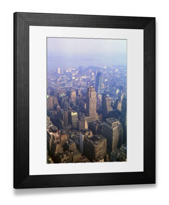 Framed Print : New York in 1966, view from the Empire State Building to the Hudson River with passenger ships United States and Queen Mary