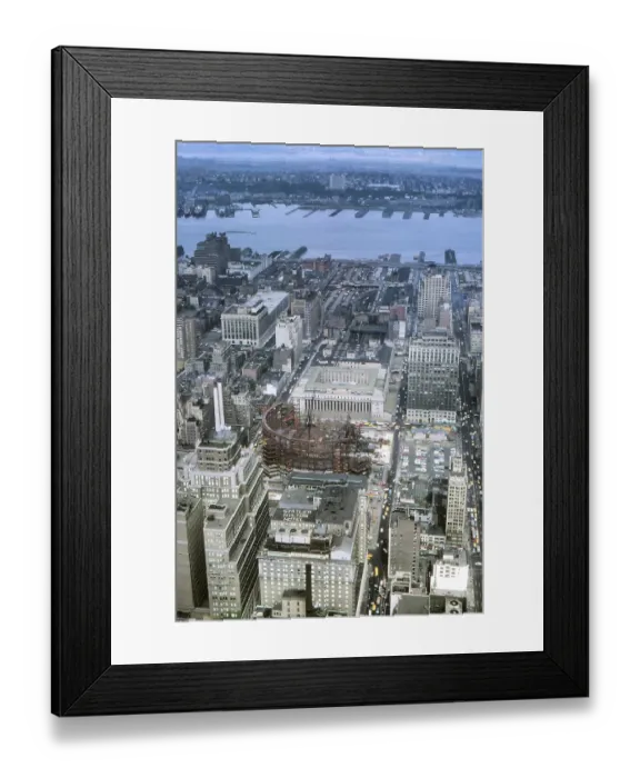 Framed Print : New York in 1966, Manhattan, view from the Empire State Building to Madison Square Garden under construction, General Post Office and Pennsylvania Station Framed Print : New York in 1966, Manhattan, view from the Empire State Building to Madison Square Garden under construction, General Post Office and Pennsylvania Station