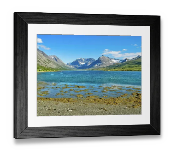 Framed Print : Lyngen Alps at the Lyngenfjord, Lyngen Alps, mountains with snow, blue sky, European North Sea, Troms og Finnmark, Northern Norway, Norway, Europe
