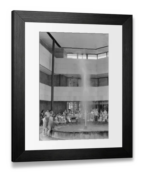 Framed Print : 12.07.1985, CSSR, Karlovy Vary, view into one of the spring houses with a fountain of hot water