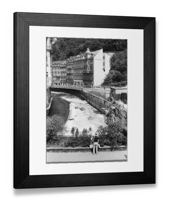 Framed Print : 12.07.1985, CSSR, Karlovy Vary, city centre with the river Tepla, Karlovy Vary (Karlsbad) Framed Print : 12.07.1985, CSSR, Karlovy Vary, city centre with the river Tepla, Karlovy Vary (Karlsbad)