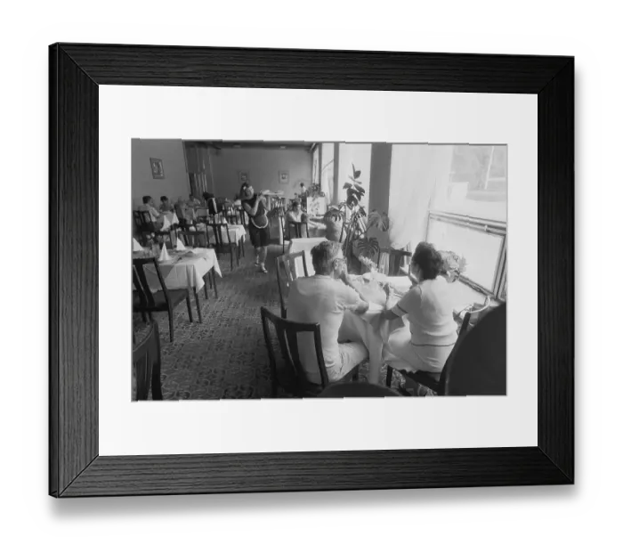 Framed Print : 12.07.1985, CSSR, Karlovy Vary, View into a restaurant Framed Print : 12.07.1985, CSSR, Karlovy Vary, View into a restaurant