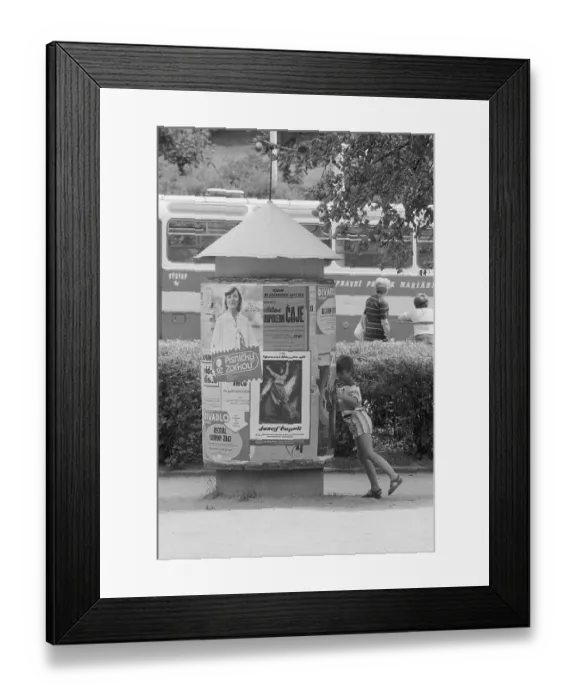Framed Print : 12.07.1985, CSSR, Karlovy Vary, Scene on a pillar with posters for concerts and events, Karlovy Vary (Karlsbad) Framed Print : 12.07.1985, CSSR, Karlovy Vary, Scene on a pillar with posters for concerts and events, Karlovy Vary (Karlsbad)
