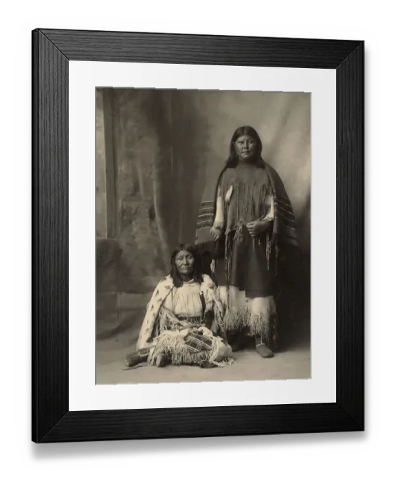 Framed Print : Two woman, Indians, Kiowa, after a picture by F.A.Rinehart, 1899, Kiowa or Kaigwu are an ethnic tribe of the Indians of North America, from what is now western Montana, Historic, digitally restored reproduction of an original from the period