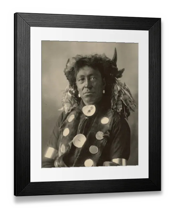 Framed Print : Cloud Man, Assinaboine, after a painting by F.A.Rinehart, 1899, a people of the Indians of North America, historically belonging to the cultural area of the Prairie Indians, Historic, digitally restored reproduction of an original from that time