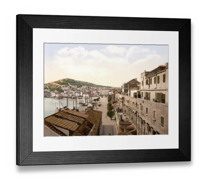 Framed Print : The water front of Spalato, now Split, Dalmatia, Austro-Hungary, Austro-Hungarian Empire, Austrian-Hungarian Monarchy, today Croatia, Historical, around 1900, digitally restored reproduction from a 19th century original The water front of Spalato