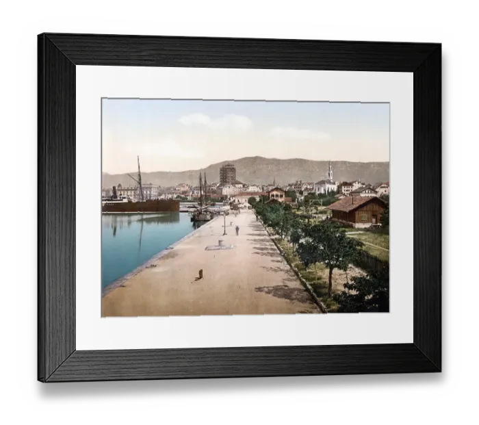 Framed Print : The docks of Spalato, now Split, Dalmatia, Austro-Hungary, Austro-Hungarian Empire, Austrian-Hungarian Monarchy, today Croatia, Historical, around 1900, digitally restored reproduction from a 19th century original The docks of Spalato, now Split