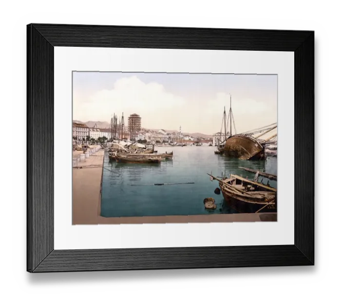 Framed Print : The docks of Spalato, now Split, Dalmatia, Austro-Hungary, Austro-Hungarian Empire, Austrian-Hungarian Monarchy, today Croatia, Historical, around 1900, digitally restored reproduction from a 19th century original The docks of Spalato, now Split