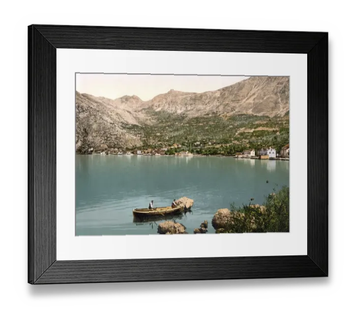 Framed Print : View from the sea to Risano, Dalmatia, Austro-Hungary, Austro-Hungarian Empire, Austrian-Hungarian Monarchy, Historical, around 1900, digitally restored reproduction from a 19th century original View from the sea to Risano, Dalmatia, Austro-Hungary