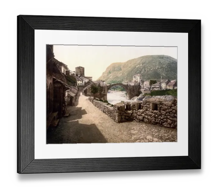 Framed Print : General view of Mostar with the old Narenta Bridge, Herzegovina, Austro-Hungary, Austro-Hungarian Empire, today Bosnia-Herzegovina, Historical, around 1900 Framed Print : General view of Mostar with the old Narenta Bridge, Herzegovina, Austro-Hungary, Austro-Hungarian Empire, today Bosnia-Herzegovina, Historical, around 1900