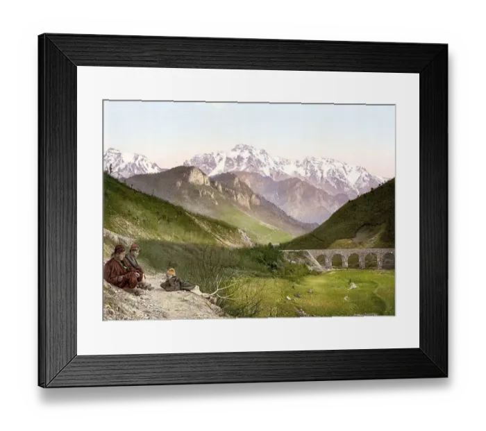 Framed Print : Prenjalpe, between Mostar and Sarajevo, Herzegovina, Austro-Hungary, Austro-Hungarian Monarchy, today Bosnia-Herzegovina, Historical, around 1900, digitally restored reproduction from a 19th century original Prenjalpe, between Mostar and Sarajewo
