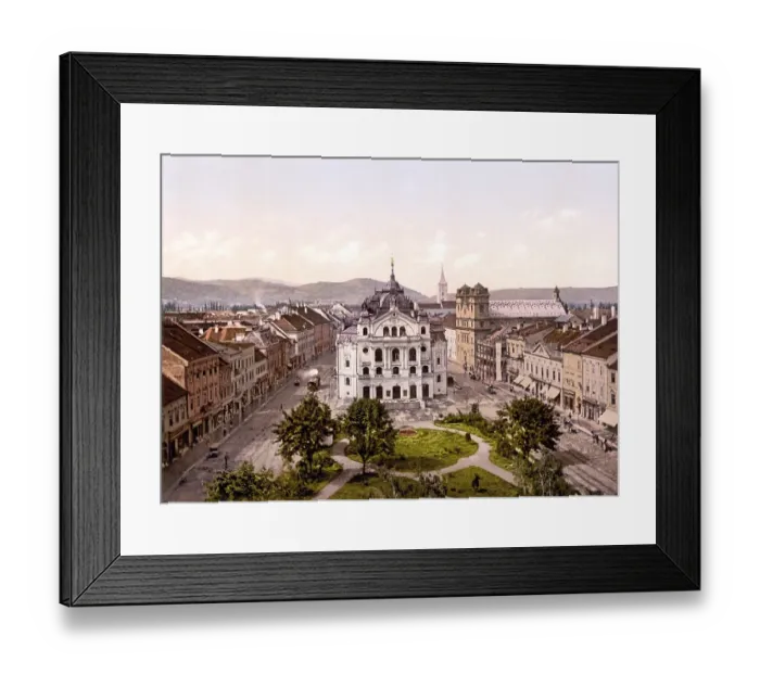 Framed Print : Main street and theatre of Kaschau, today KoTice, Hungary, Austro-Hungary, Austro-Hungarian Empire, Austrian-Hungarian Monarchy, today Slovakia, Historical, around 1900, digitally restored reproduction from a 19th century original Framed Print : Main street and theatre of Kaschau, today KoTice, Hungary, Austro-Hungary, Austro-Hungarian Empire, Austrian-Hungarian Monarchy, today Slovakia, Historical, around 1900, digitally restored reproduction from a 19th century original