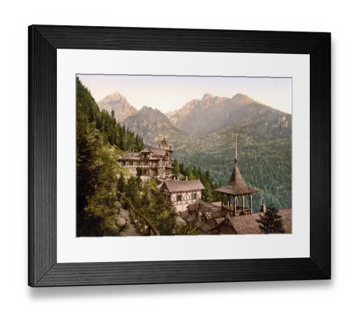 Framed Print : Hotel Rosa in the Great Kohlbacherthal, Tatra Mountains, Austro-Hungary, Austro-Hungarian Empire, Austrian-Hungarian Monarchy, today Slovakia, Historical, around 1900, digitally restored reproduction from a 19th century original
