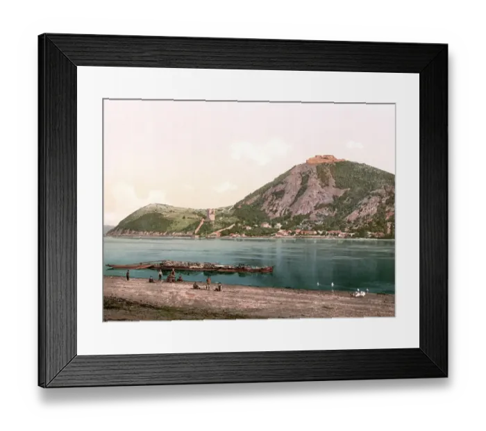 Framed Print : View of Visegrad, on the Danube River, near the Pilis mountain range, today Hungary, Historical, around 1900, digitally restored reproduction from a 19th century original, view of Visegrad, on the Danube River, near the Pilis mountain range