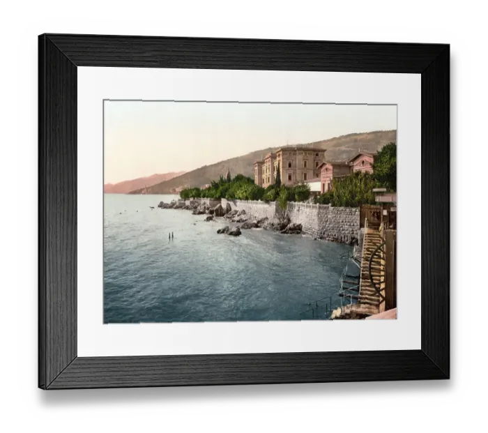 Framed Print : Hotel Quarnero and the baths of Abbazia, now Opatija, Istria, Austro-Hungary, Austro-Hungarian Monarchy, today Croatia, Historical, around 1900, digitally restored reproduction from a 19th century original, Hotel Quarnero and the baths of Abbazia