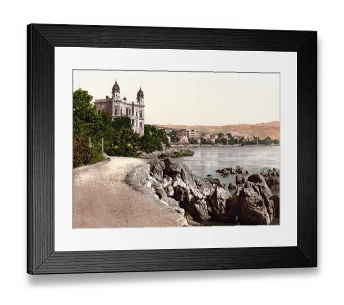 Framed Print : The beach promenade of Abbazia, now Opatija, Istria, Austro-Hungary, Austro-Hungarian Empire, Austrian-Hungarian Monarchy, today Croatia, Historical, around 1900, digitally restored reproduction from a 19th century original