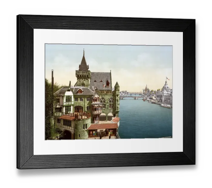 Framed Print : Old Paris and perspective of the bridges, with army and navy buildings, Expositions Universal, Universal Exhibition, 1900, Paris, France, Historical, c. 1900, digitally restored reproduction from a 19th century original, Europe