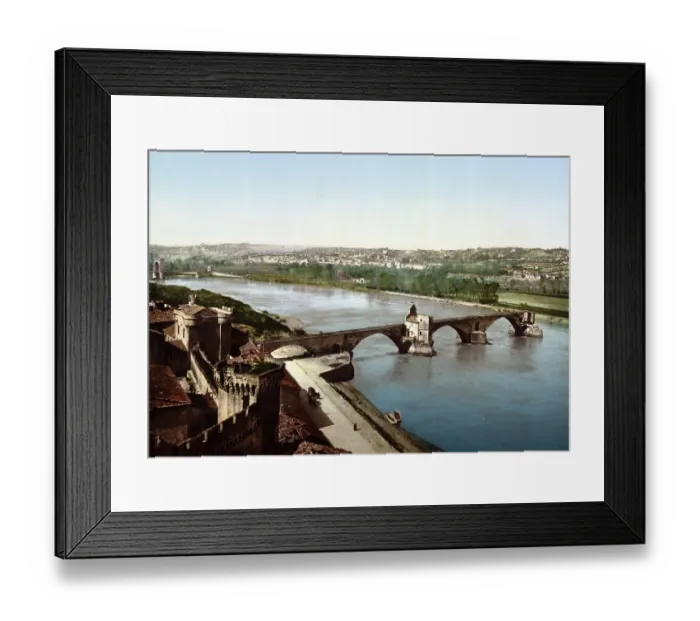 Framed Print : Le Pont Saint Benezech, bridge, Avignon, Provence, France, Historical, around 1900, digitally restored reproduction from a 19th century original, Europe