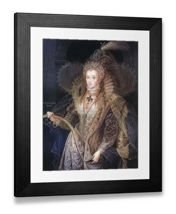 Framed Print : Elizabeth I, 1533-1603, Queen of England. From the book Lodge's British Portraits published in London 1823, Historic, digitally restored reproduction from a 19th century original, Record date not stated