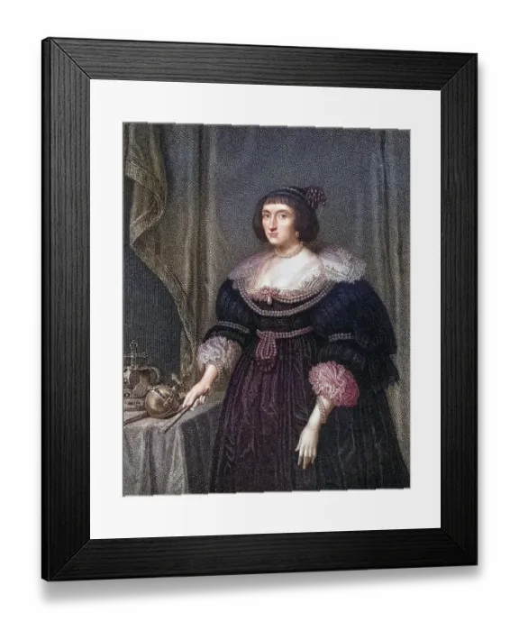 Framed Print : Elisabeth, Queen of Bohemia, 1596-1662, daughter of James I, From the book Lodge's British Portraits published in London 1823, Historical, digitally restored reproduction from a 19th century original, Record date not stated