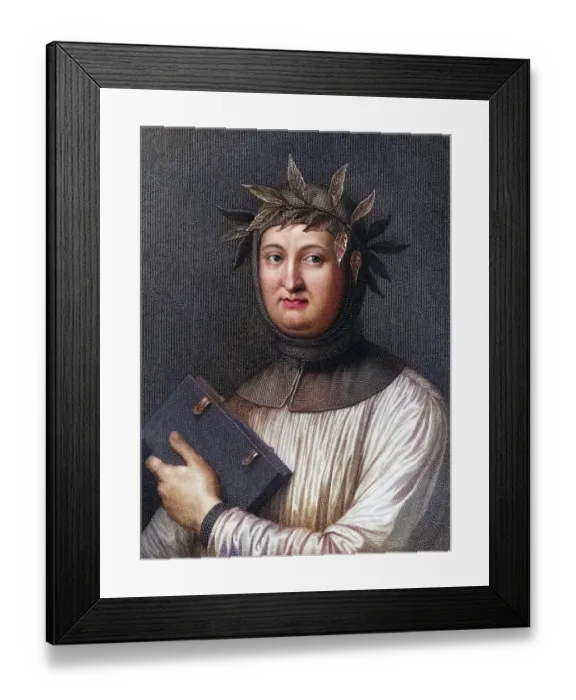 Framed Print : Francesco Petrarca alias Petrarca 1304-1374, Italian scholar, poet and humanist. From the book Gallery of Portraits, 1833, Historic, digitally restored reproduction from a 19th century original, Record date not stated Framed Print : Francesco Petrarca alias Petrarca 1304-1374, Italian scholar, poet and humanist. From the book Gallery of Portraits, 1833, Historic, digitally restored reproduction from a 19th century original, Record date not stated