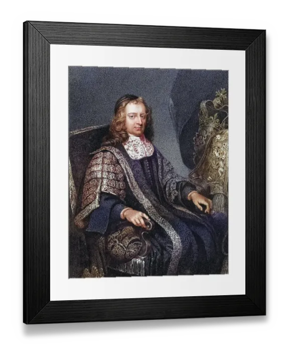 Framed Print : Francis North Lord Guildford, 1637-1685, Lord Chancellor, English jurist and advisor to King Charles II, From the book Lodge's British Portraits published in London 1823, Historic, digitally restored reproduction from a 19th century original