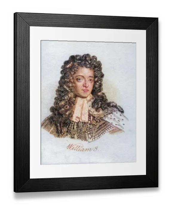 Framed Print : William III King of England, Scotland and Ireland 1650-1702, also known as William of Orange, Historical, digitally restored reproduction from a 19th century original, Record date not stated