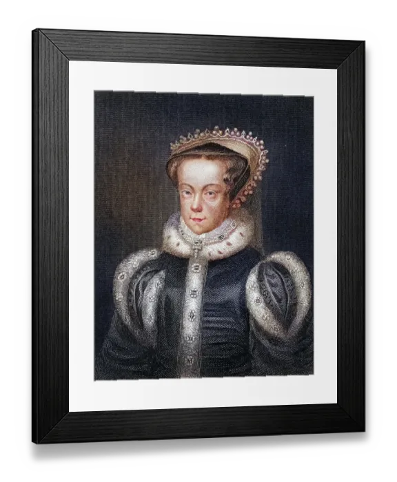Framed Print : Mary, Queen of Scots, 1542-1587, also Mary Stuart, daughter of James V, King of Scotland, Historical, digitally restored reproduction from a 19th century original, Record date not stated