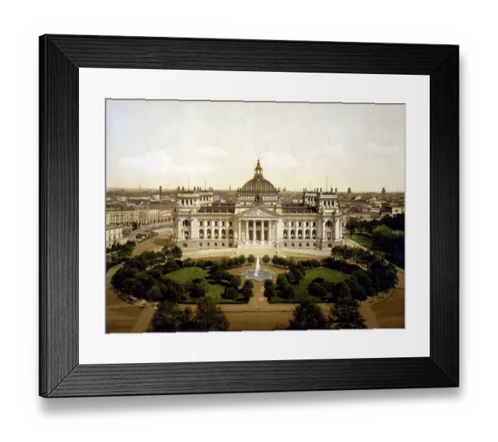 Framed Print : The Reichstag building, Berlin. Germany, around 1905. architecture portico columns fountain garden grass trees Framed Print : The Reichstag building, Berlin. Germany, around 1905. architecture portico columns fountain garden grass trees