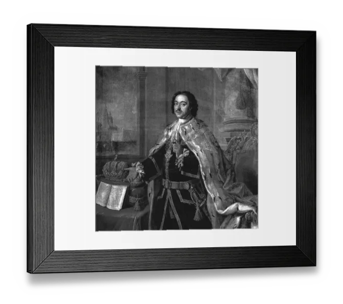 Framed Print : Portrait of Peter the Great, 1770, copperplate engraving after Alexei Petrovich Antropov (1716-1795), Russian painter. Peter I (1672-1725), Emperor of Russia from 1682 Framed Print : Portrait of Peter the Great, 1770, copperplate engraving after Alexei Petrovich Antropov (1716-1795), Russian painter. Peter I (1672-1725), Emperor of Russia from 1682