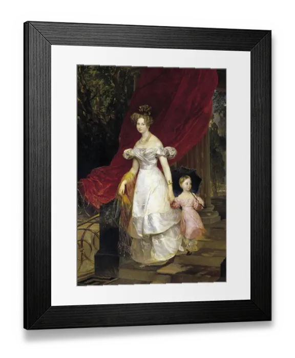 Framed Print : Grand Duchess Elena Pavlovna with her daughter Maria, 1830, oil on canvas. Karl Bruellow (1799-1852), Russian painter. Friederike Charlotte Marie (1807-1873), daughter of Wuerttemberg, married Grand Duke Michael in 1824 Framed Print : Grand Duchess Elena Pavlovna with her daughter Maria, 1830, oil on canvas. Karl Bruellow (1799-1852), Russian painter. Friederike Charlotte Marie (1807-1873), daughter of Wuerttemberg, married Grand Duke Michael in 1824