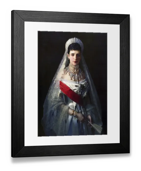 Framed Print : Maria Fyodorovna (1847-1928), 1880, oil on canvas. Ivan Kramskoi (1837-1887), Russian painter. Formerly Princess Dagmar of Denmark, as woman of Alexander III, Tsarina of Russia 1881-1894. Jewels Diamond Pearl Sapphire