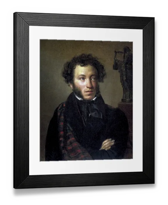 Framed Print : Alexander Pushkin, 1827, oil on canvas. Orest Adamovich Kiprensky (1782-1836), Russian painter. Pushkin (1799-1837), poet, novelist and playwright. Portrait Head and Shoulders Russian Romantic Literature