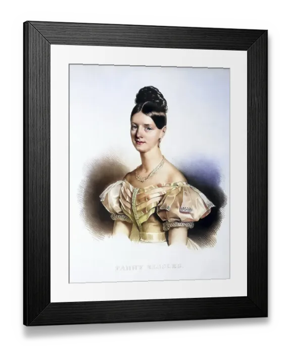 Framed Print : Fanny Elssler, real name Franziska Elssler (born 23 June 1810 in Gumpendorf, died 27 November 1884 in Vienna), was a world-famous Austrian ballerina, Historical, digitally restored reproduction from a 19th century original, Record date not stated