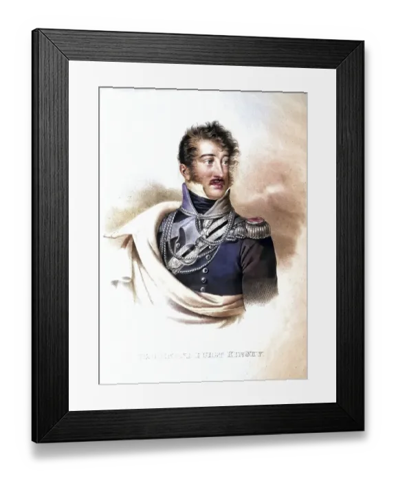 Framed Print : Prince Ferdinand Johannes Nepomuk Joseph Kinsky von Wchinitz und Tettau, born 4 December 1781 in Vienna, died 3 November 1812 in Weltrus, a Bohemian prince of the House of Kinsky and Austrian officer, Historical