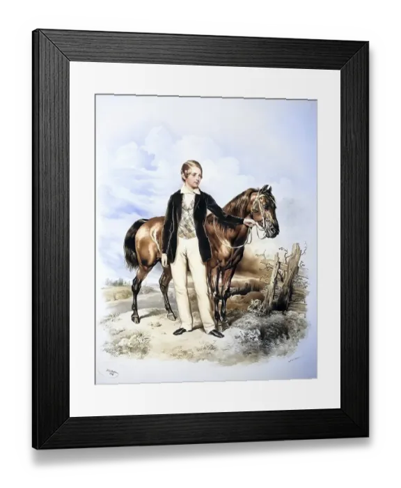 Framed Print : Ferdinand Bonaventura Kinsky (1834, 1904) as a boy with a horse, Historical, digitally restored reproduction from a 19th century original, Record date not stated Framed Print : Ferdinand Bonaventura Kinsky (1834, 1904) as a boy with a horse, Historical, digitally restored reproduction from a 19th century original, Record date not stated