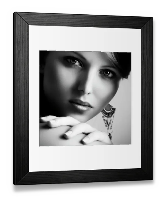 Framed Print : Young woman, portrait, black and white, beauty