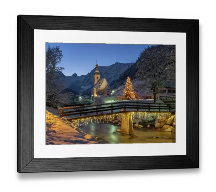 Framed Print : Christmas parish church of St Sebastian, blue hour, Ramsau, Ramsau near Berchtesgaden, Bavaria Framed Print : Christmas parish church of St Sebastian, blue hour, Ramsau, Ramsau near Berchtesgaden, Bavaria