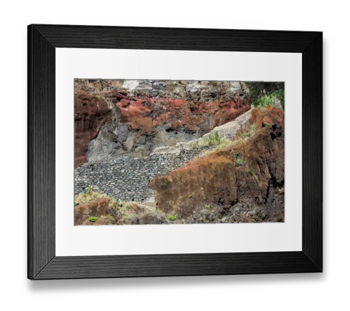 Framed Print : Weathered lava rocks on the cliffs near Paul do Mar, Madeira, Portugal, Europe Framed Print : Weathered lava rocks on the cliffs near Paul do Mar, Madeira, Portugal, Europe