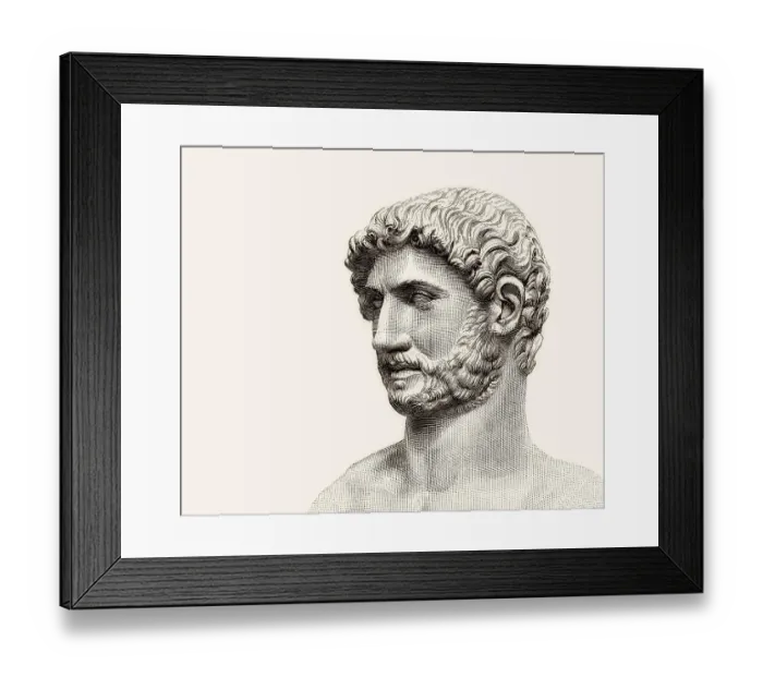 Framed Print : Hadrian or Publius Aelius Hadrianus Augustus, 76 - 138, Roman emperor, digitally edited
